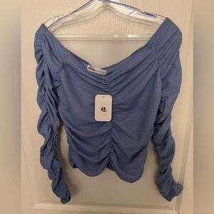 Elodie Blue Ruched Blouse